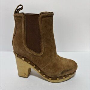 Veronica Beard Brown Suede Clog Booties, Size 5 M